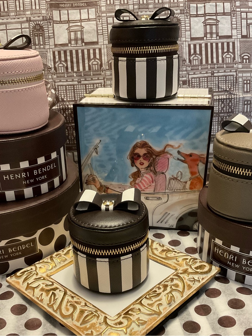 Henri Bendel Centennial Stripe Mini Ring Box with Dust Bag